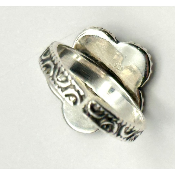 Turquoise Flower Southwestern Sterling Silver Adjustable‎ Ring - Picture 6 of 8